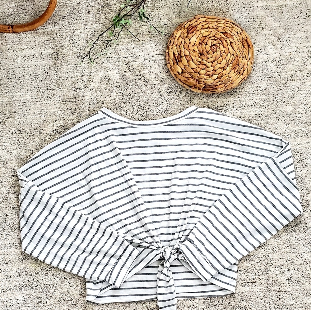 Grey and white striped top
